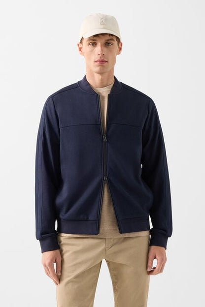 Lennox Jersey Jacket In Navy Blue