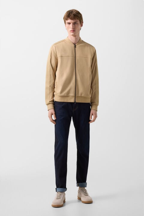 Lennox Jersey Jacket In Camel