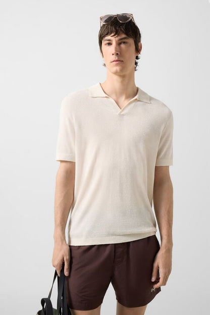 Finn Knitted Polo Shirt In Off-White