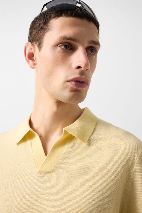 Lyon Knitted Polo Shirt In Yellow
