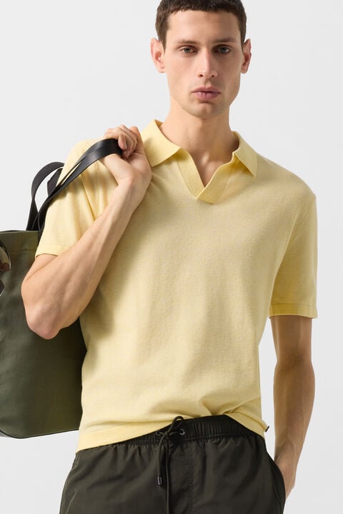 Lyon Knitted Polo Shirt In Yellow