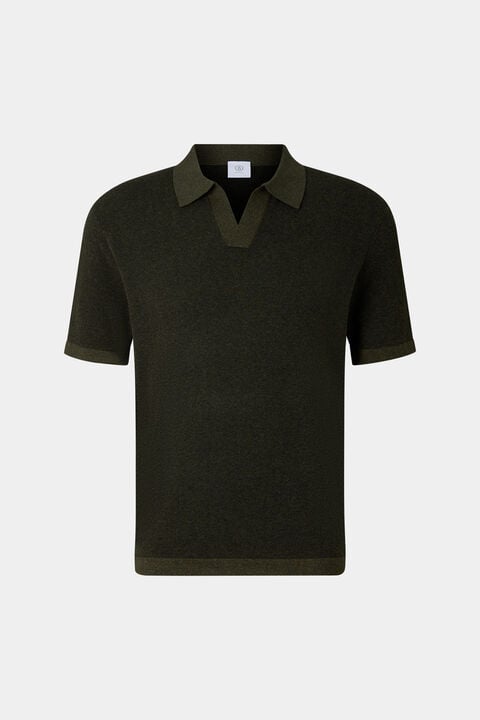 Lyon Knitted Polo Shirt In Olive Green