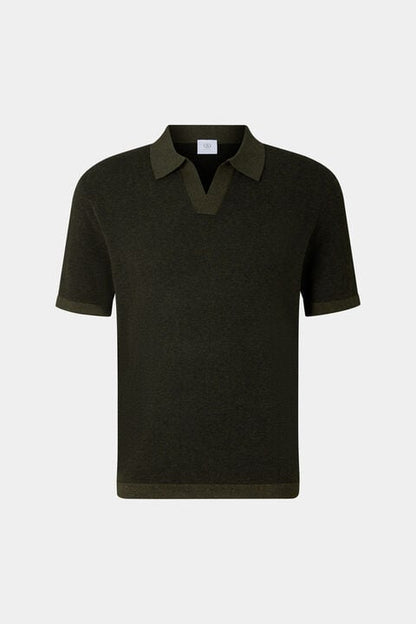 Lyon Knitted Polo Shirt In Olive Green