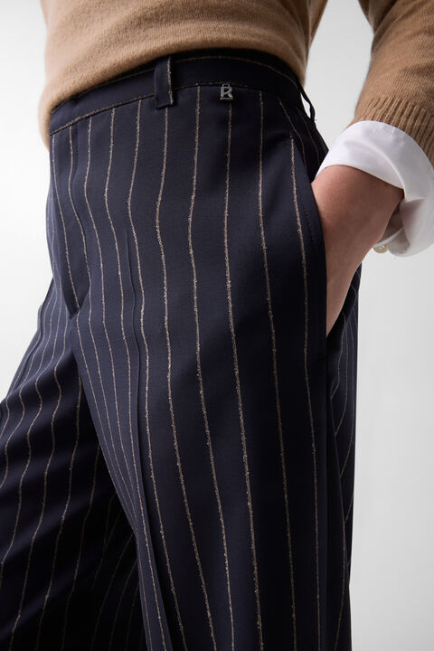 Joya Virgin Wool Trousers In Navy Blue