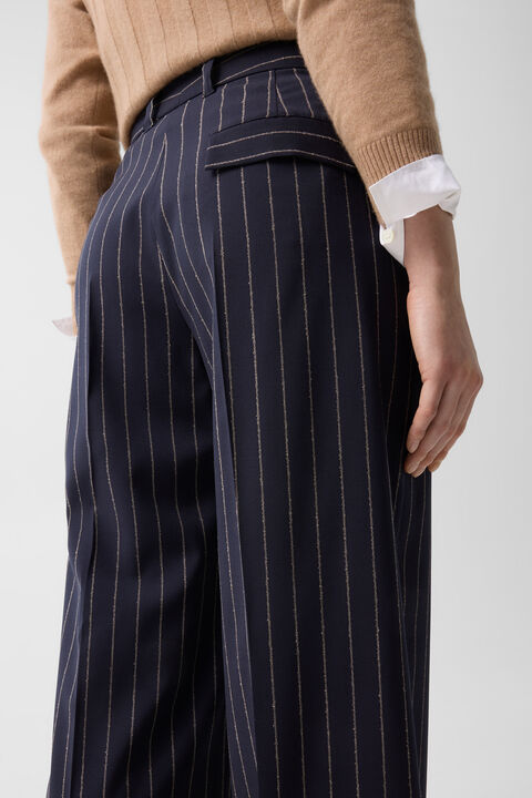 Joya Virgin Wool Trousers In Navy Blue