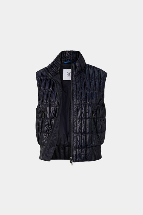Sally Quilted Waistcoat In Navy Blue