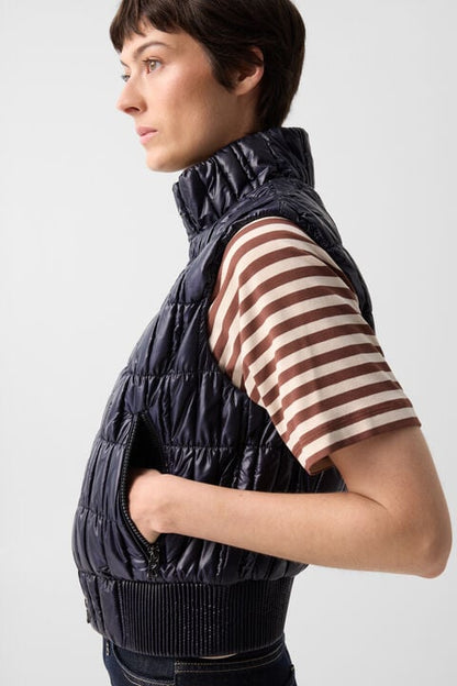Sally Quilted Waistcoat In Navy Blue