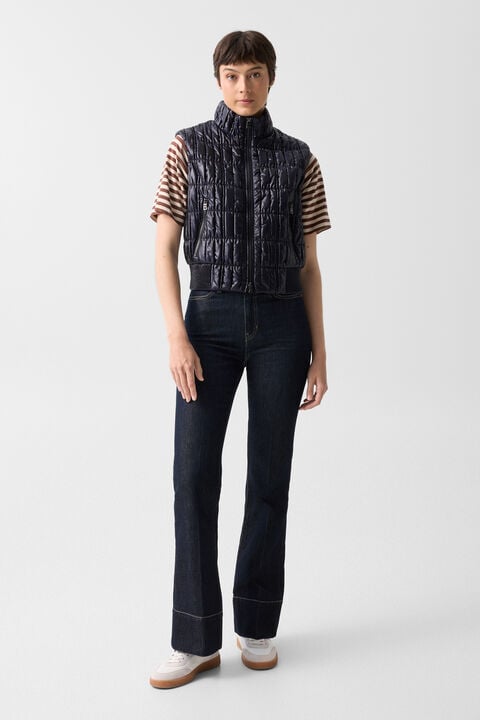 Sally Quilted Waistcoat In Navy Blue