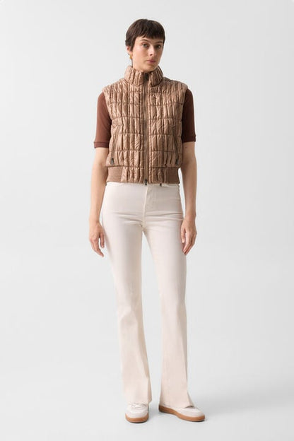 Sally Quilted Waistcoat In Camel