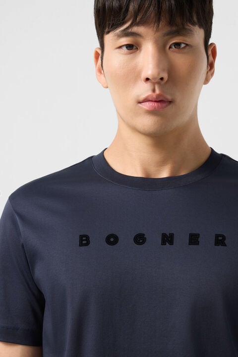 Cotton T-Shirt Lukas In Navy Blue