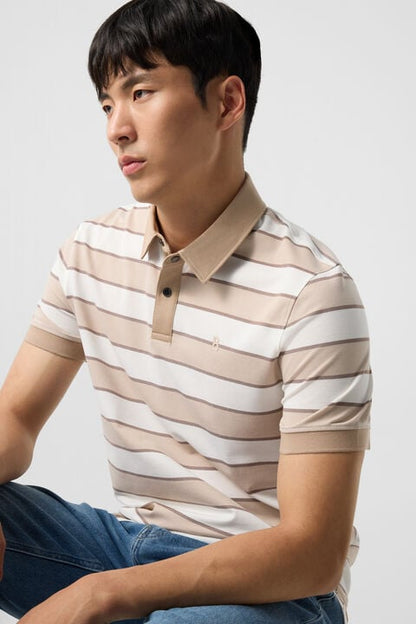 Timo Piqu¨¦ Polo Shirt In Beige/Off-White