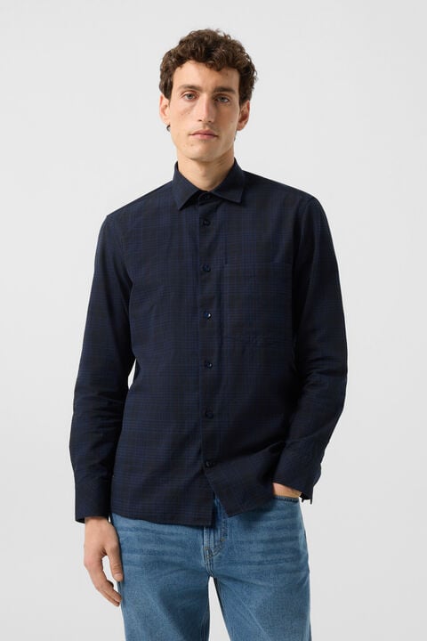 Hardy Cotton Shirt In Navy Blue/Black