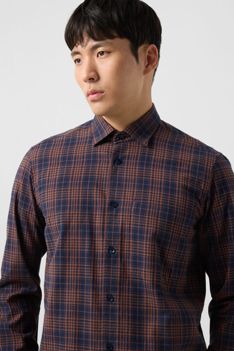 Hardy Cotton Shirt In Brown/Navy Blue