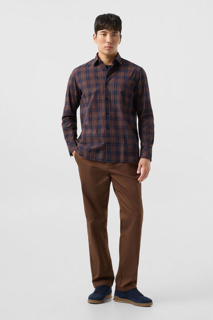 Hardy Cotton Shirt In Brown/Navy Blue