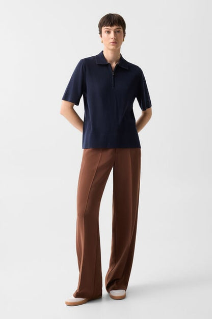 Maureen Virgin Wool Polo Shirt In Navy Blue