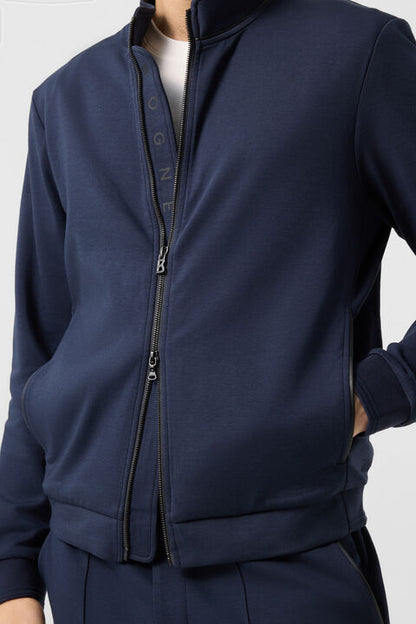 Spencer Jersey Jacket In Navy Blue