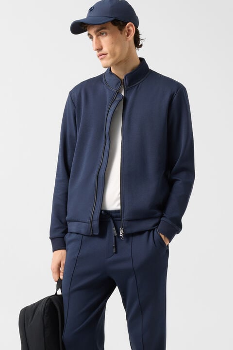 Spencer Jersey Jacket In Navy Blue