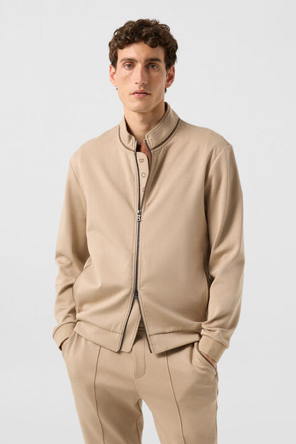 Spencer Jersey Jacket In Beige