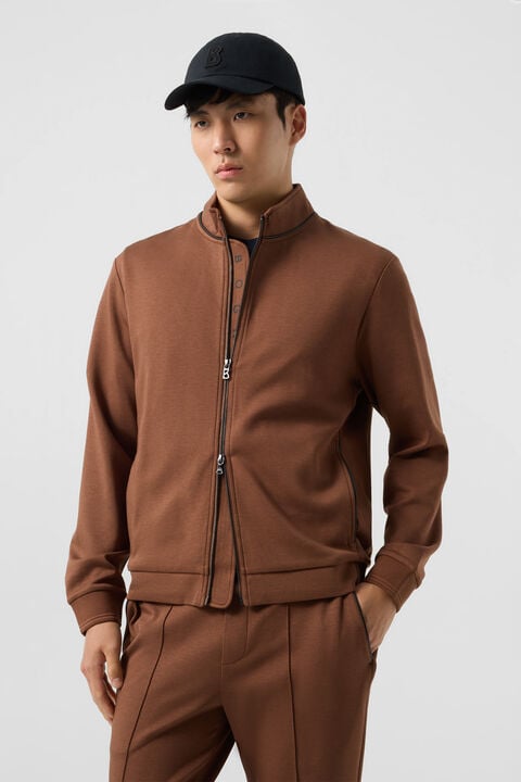 Spencer Jersey Jacket In Brown