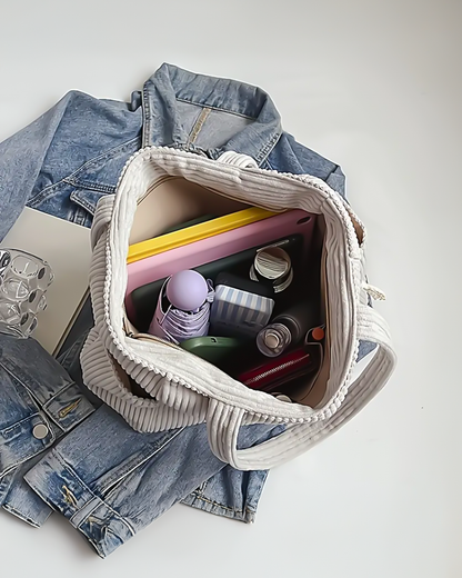 Nova – Ribbed Tote Bag with Cord Detail