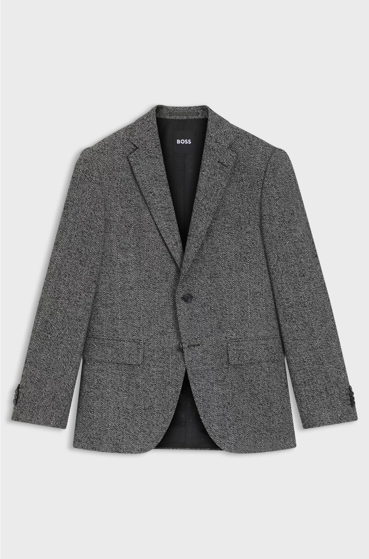 REGULAR-FIT JACKET IN A HERRINGBONE WOOL BLEND