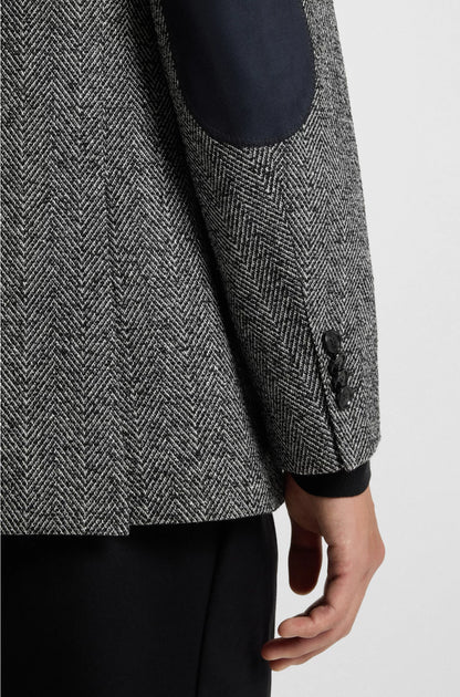 REGULAR-FIT JACKET IN A HERRINGBONE WOOL BLEND