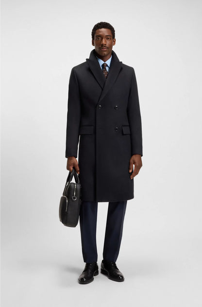 DOUBLE-BREASTED COAT IN WOOL AND CASHMERE