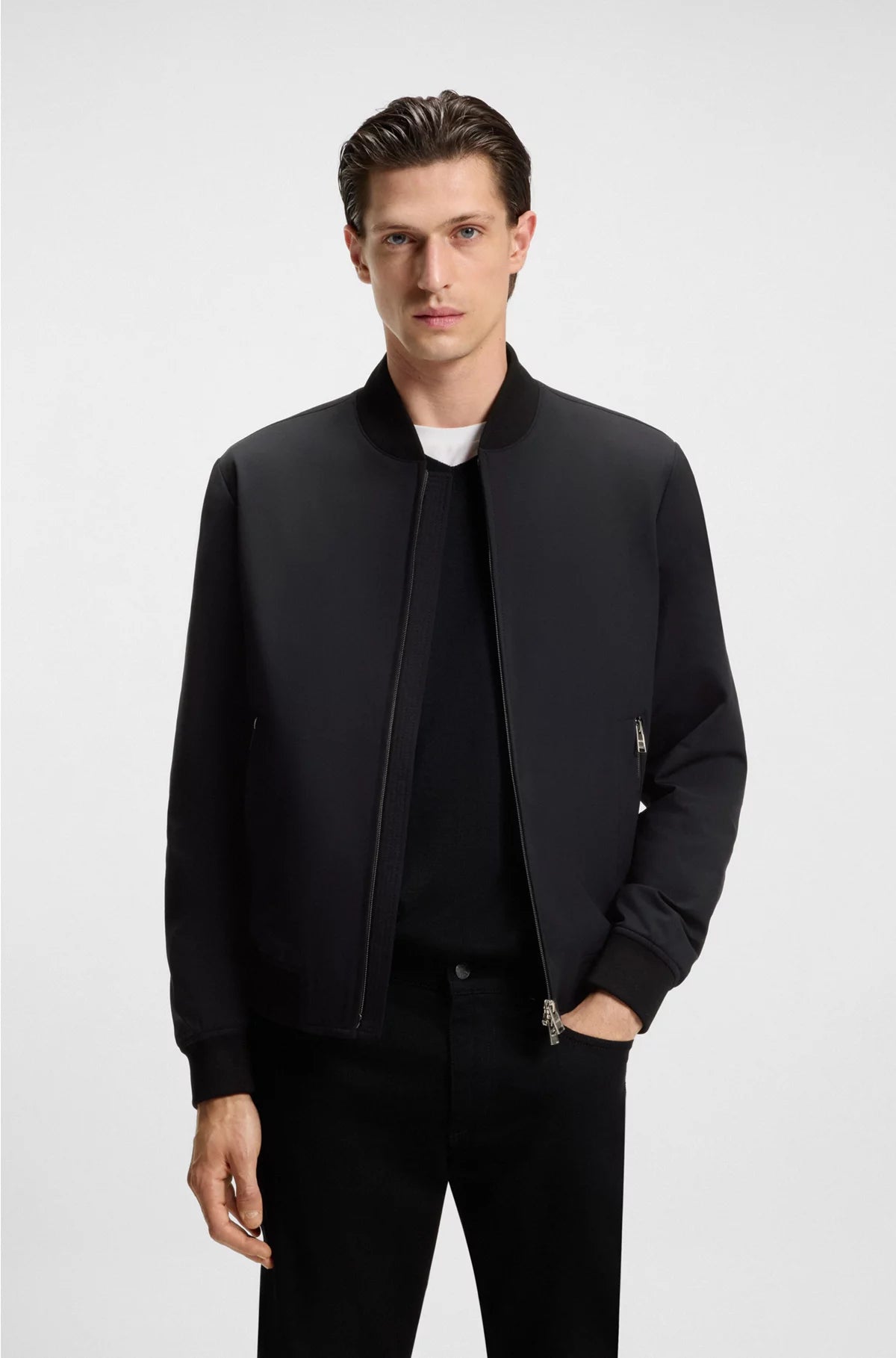 SLIM-FIT JACKET IN PERFORMANCE-STRETCH JERSEY