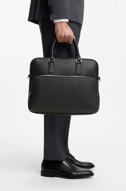 GRAINED ITALIAN-LEATHER DOCUMENT CASE WITH EMBOSSED LOGO