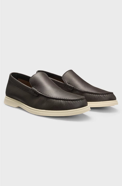 TUMBLED-LEATHER MOCCASINS WITH LOGO DETAIL