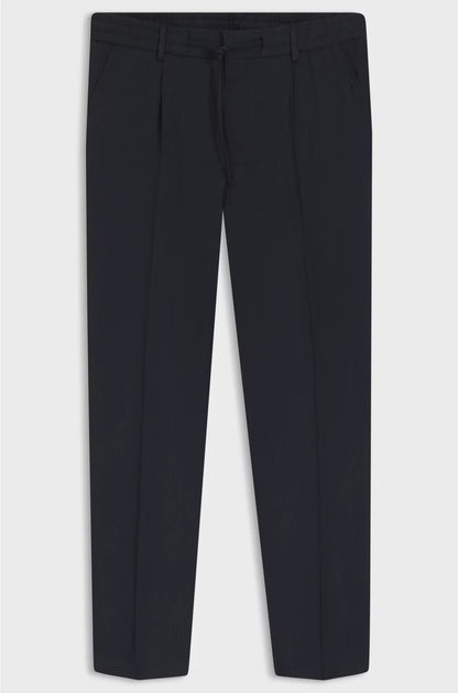 TAPERED-FIT MACHINE-WASHABLE TAILORED TROUSERS IN A LINEN BLEND