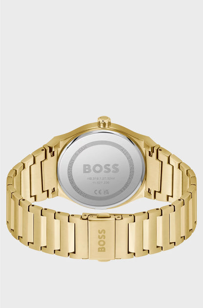 BLACK-DIAL WATCH WITH GOLD-TONE LINK BRACELET