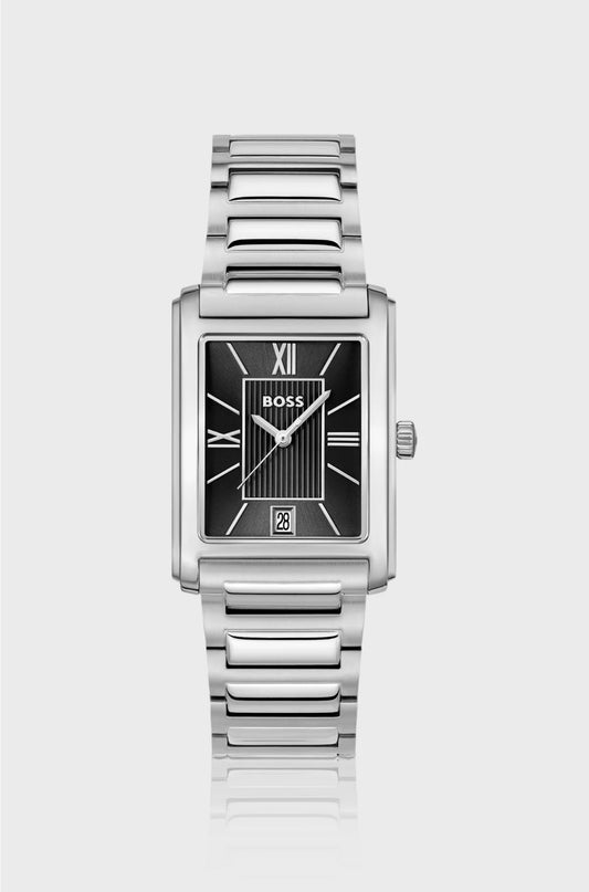 PRINCIPLE DRESS BLACK-DIAL WATCH WITH H-LINK BRACELET